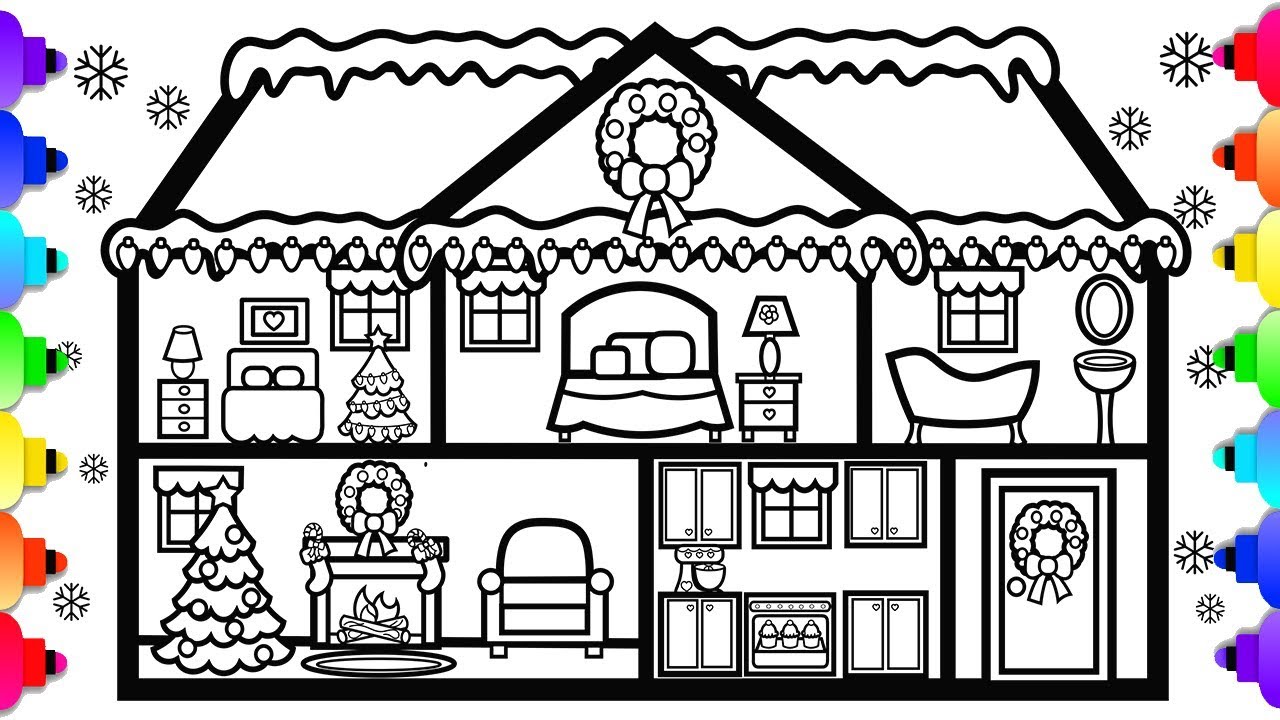 Learn how to draw and color a christmas doll house ððð christmas house coloring page