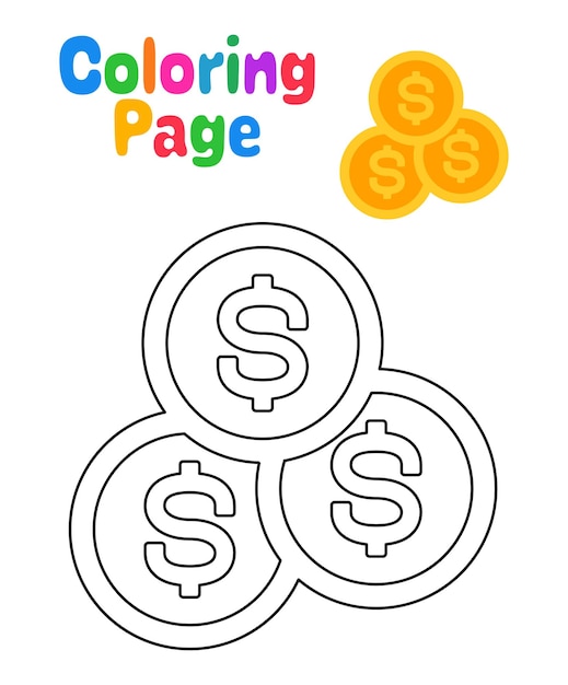 Premium vector coloring page with dollar for kids