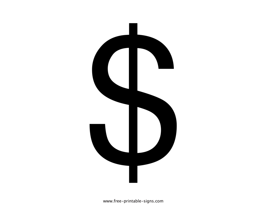 Printable dollar sign â free printable signs