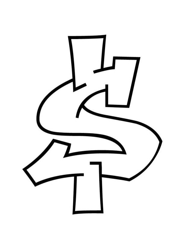 Graffiti dollar sign coloring page