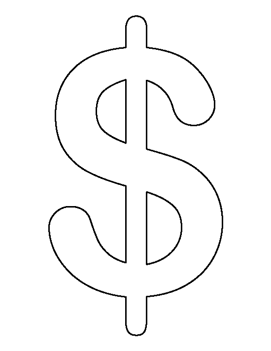 Printable dollar sign template dollar sign stencils printables templates coloring pages