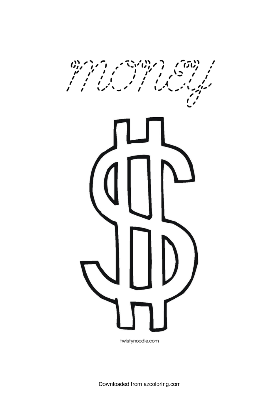 Dollar sign coloring sheet download printable pdf