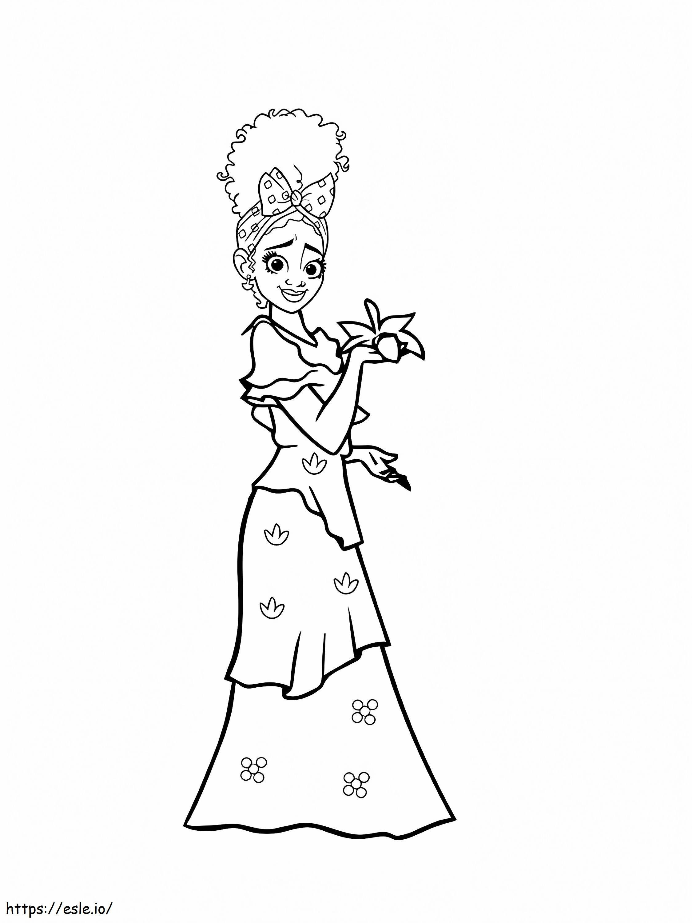 Flower and charm dolores madrigal coloring page