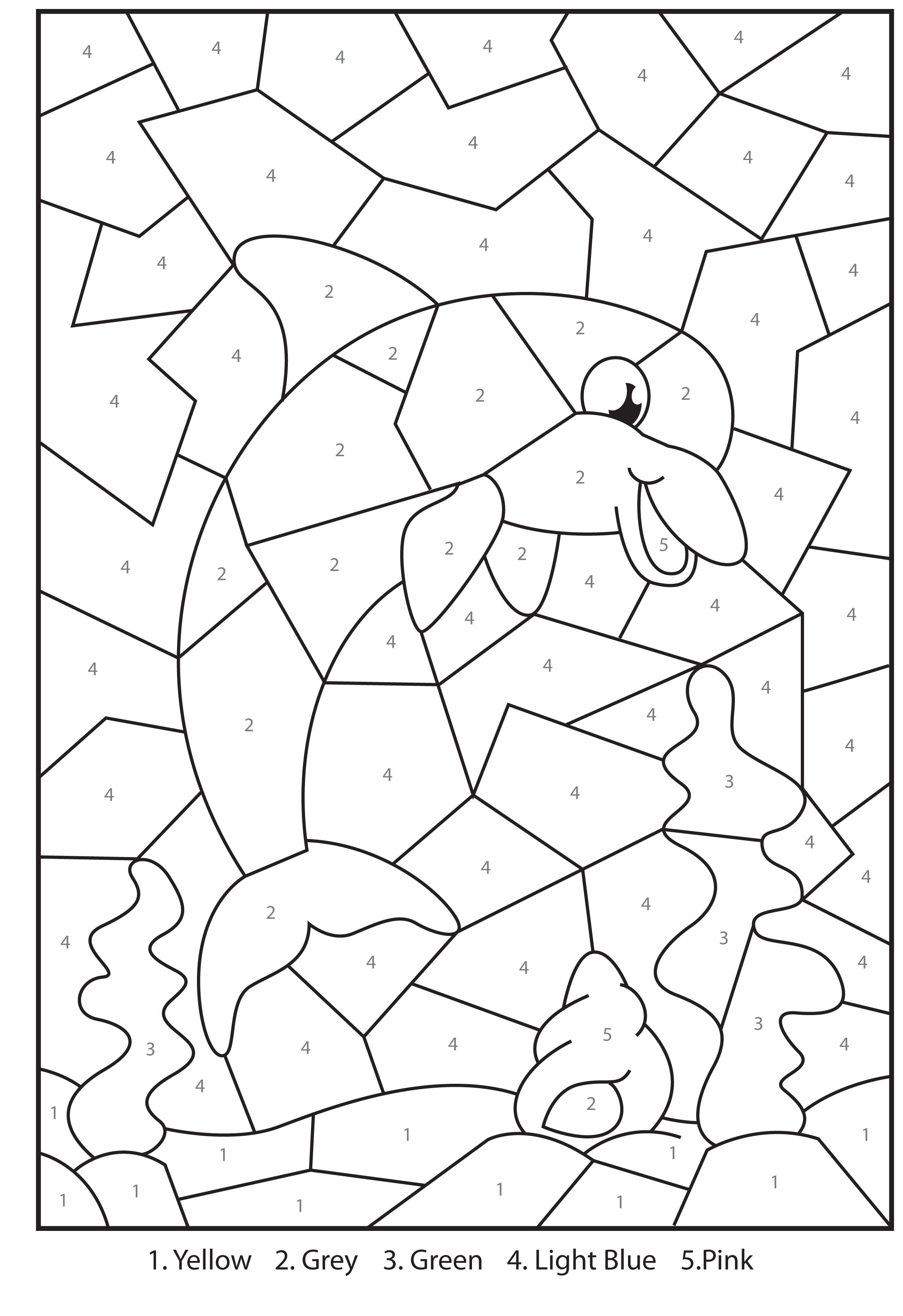 Free printable dolphin colour by numbers activity for kids dolphin coloring pages color by number printable coloring pages