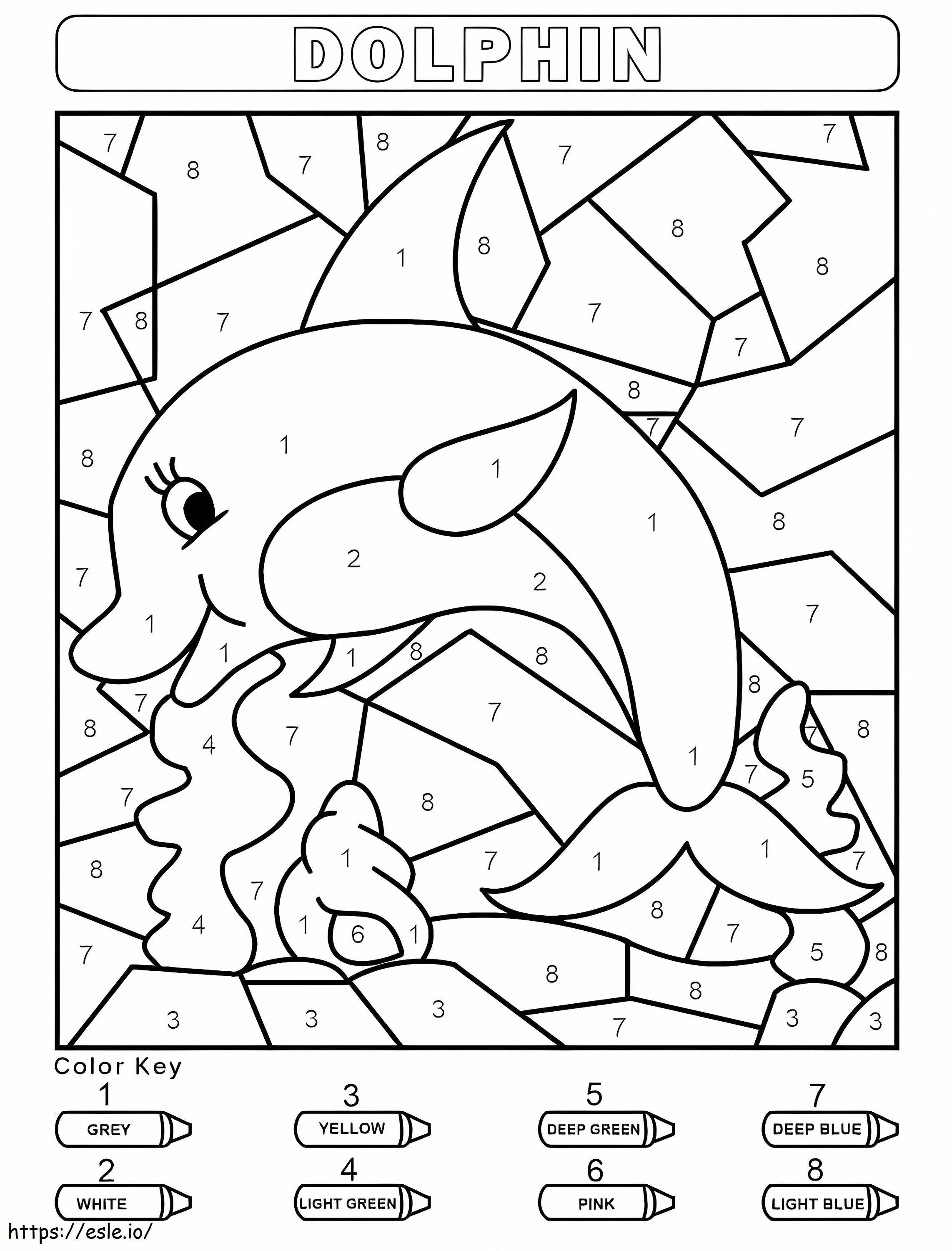 Cute dolphin color by number coloring page