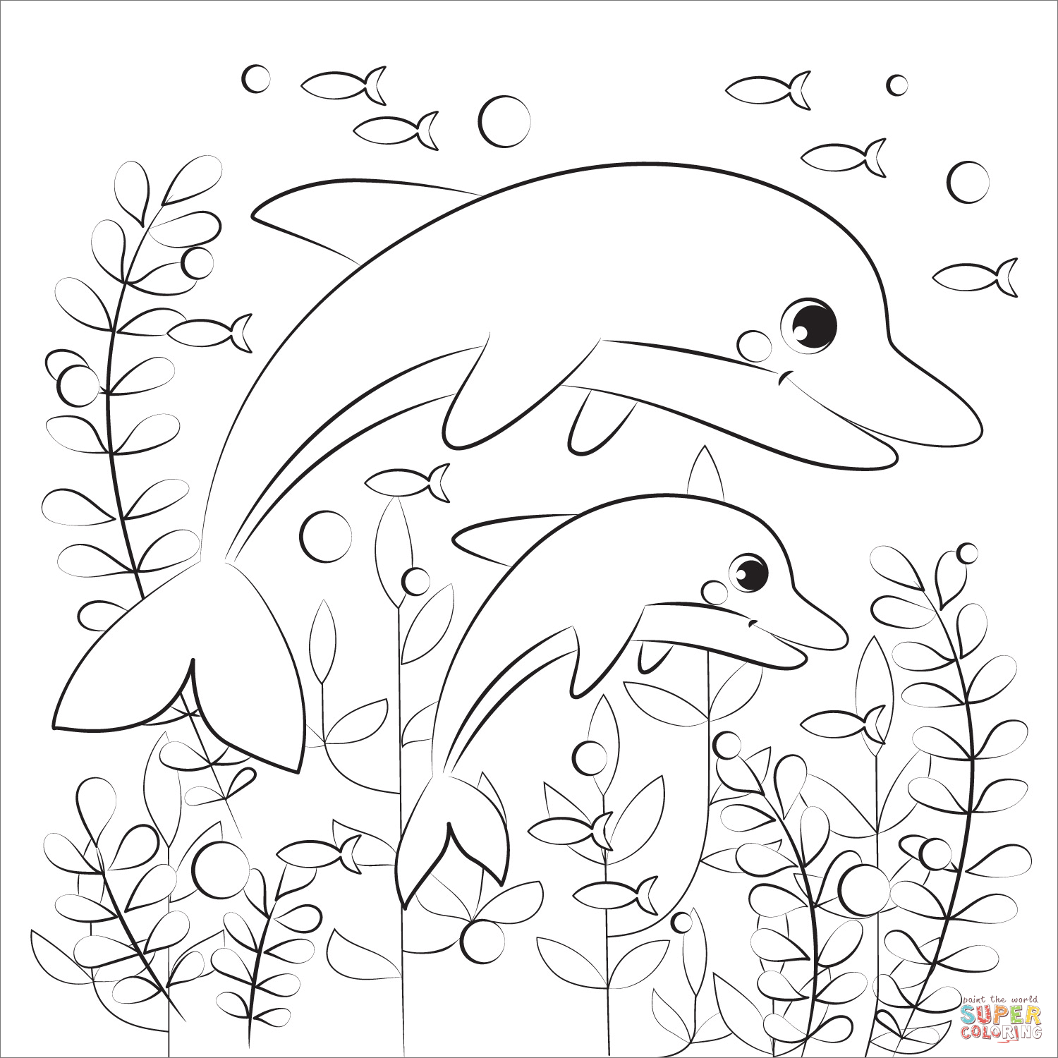 Dolphin coloring page free printable coloring pages