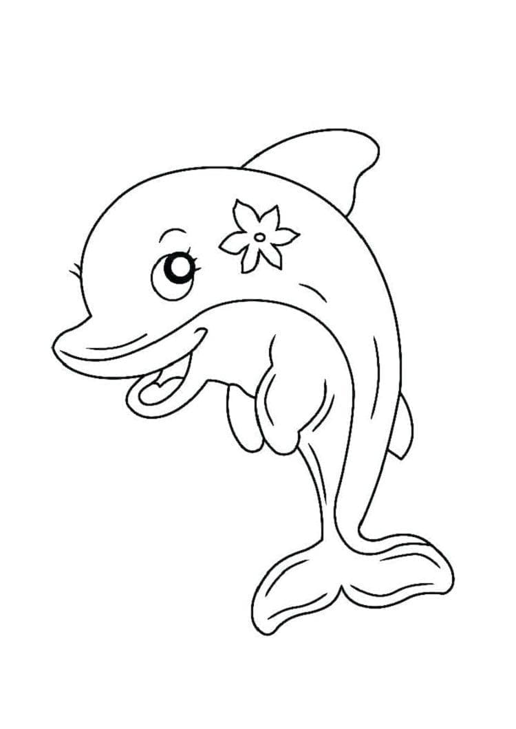 Kawaii dolphin coloring page