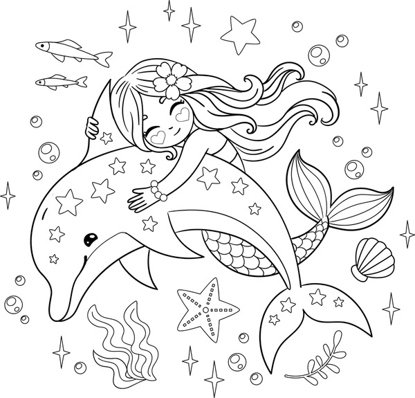 Thousand coloring pages dolphins royalty