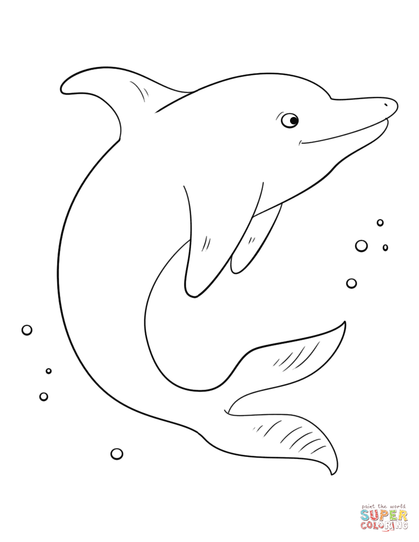 Cute dolphin coloring page free printable coloring pages