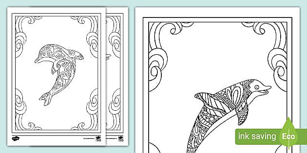 Mindfulness dolphin templates for colouring