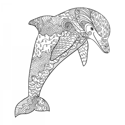 Fantasy dolphin coloring page