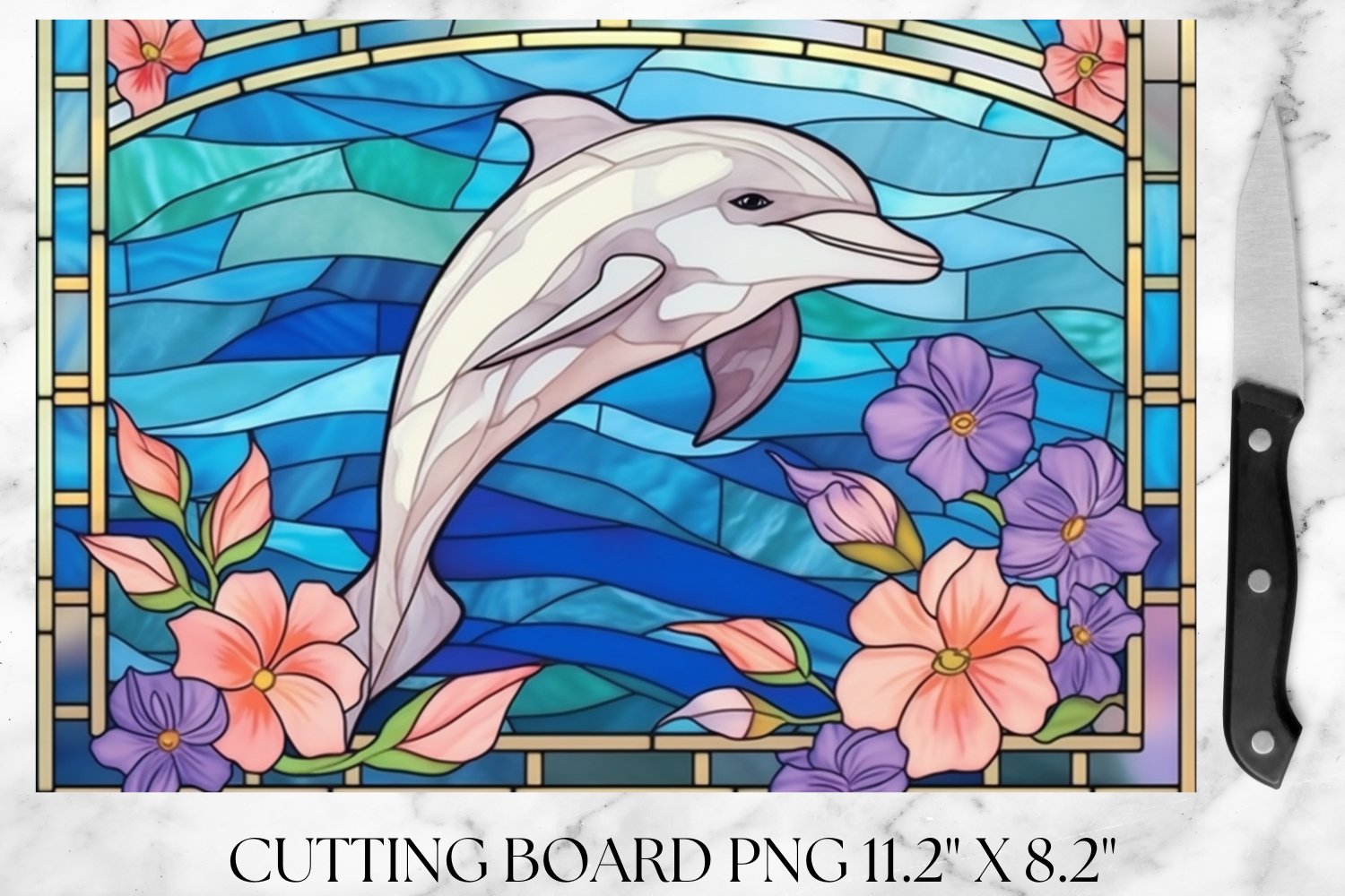 Dolphin stained glass cutting board sublimation