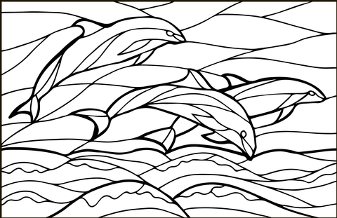 Dolphines stained glass coloring page free printable coloring pages