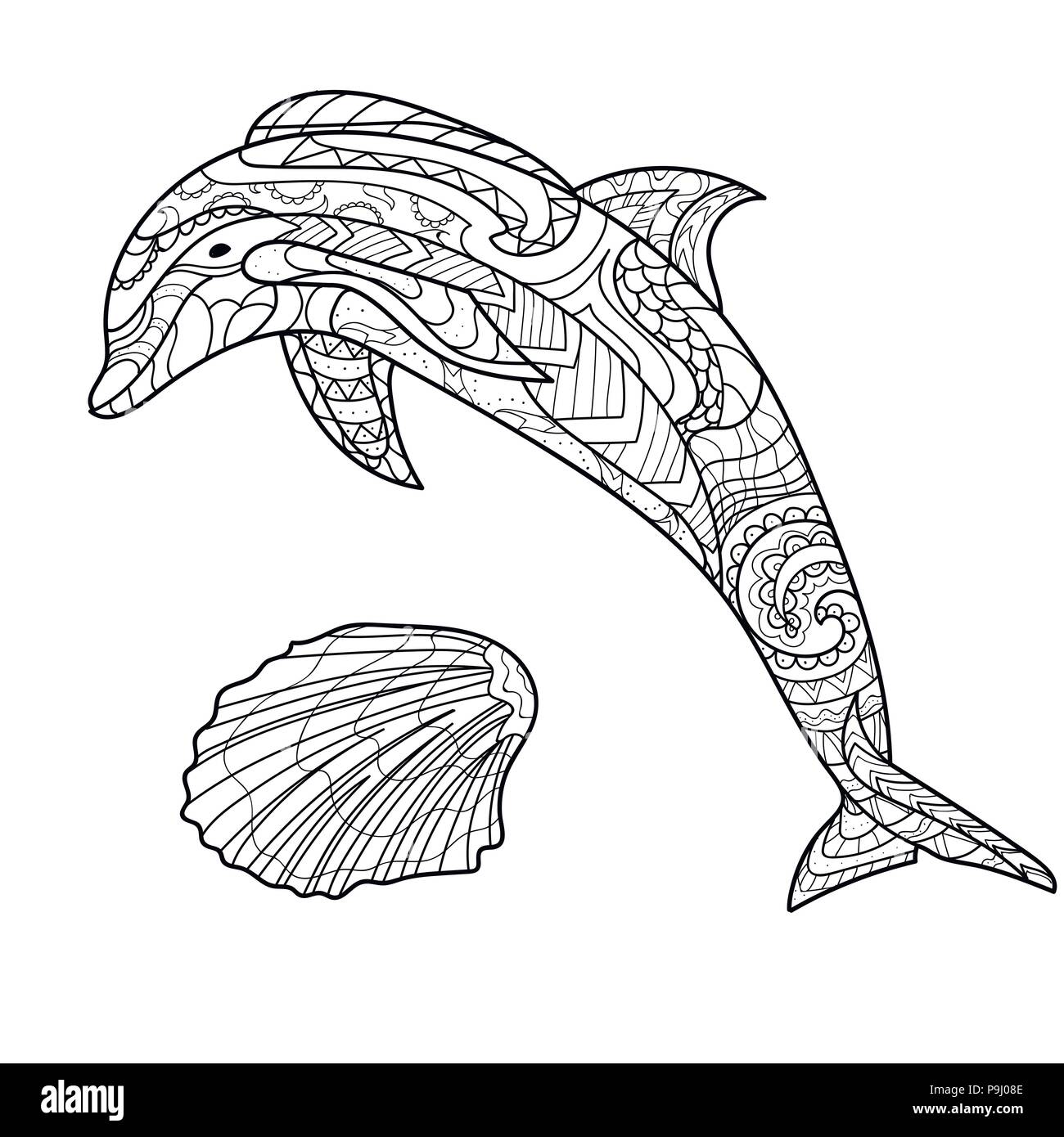 Dolphin pattern coloring book coloring page set vector stock vector image art