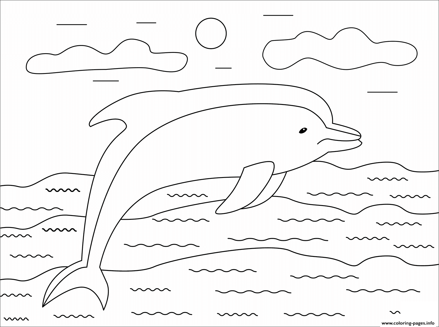 Coloring dolphin simple pages printable animal print book sketch coloring page