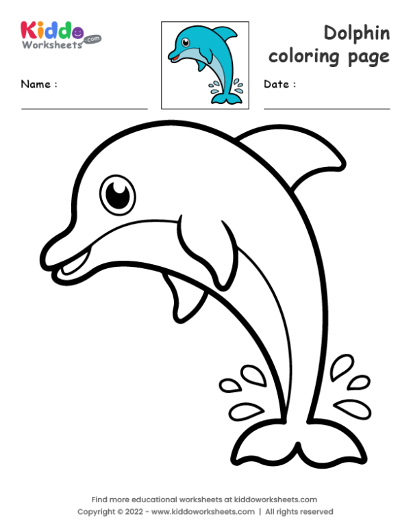 Free printable dolphin coloring page worksheet