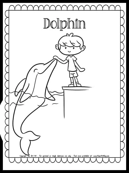 Cute dolphin coloring page free printable â the art kit