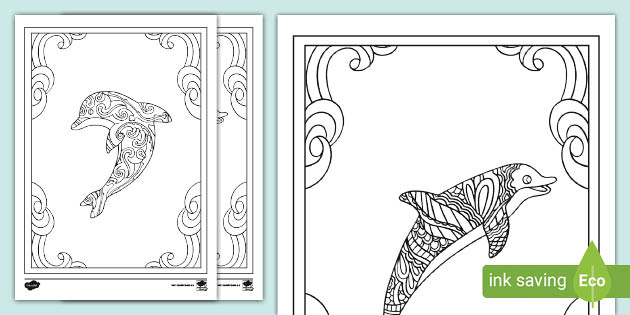 Mindfulness dolphin templates for colouring