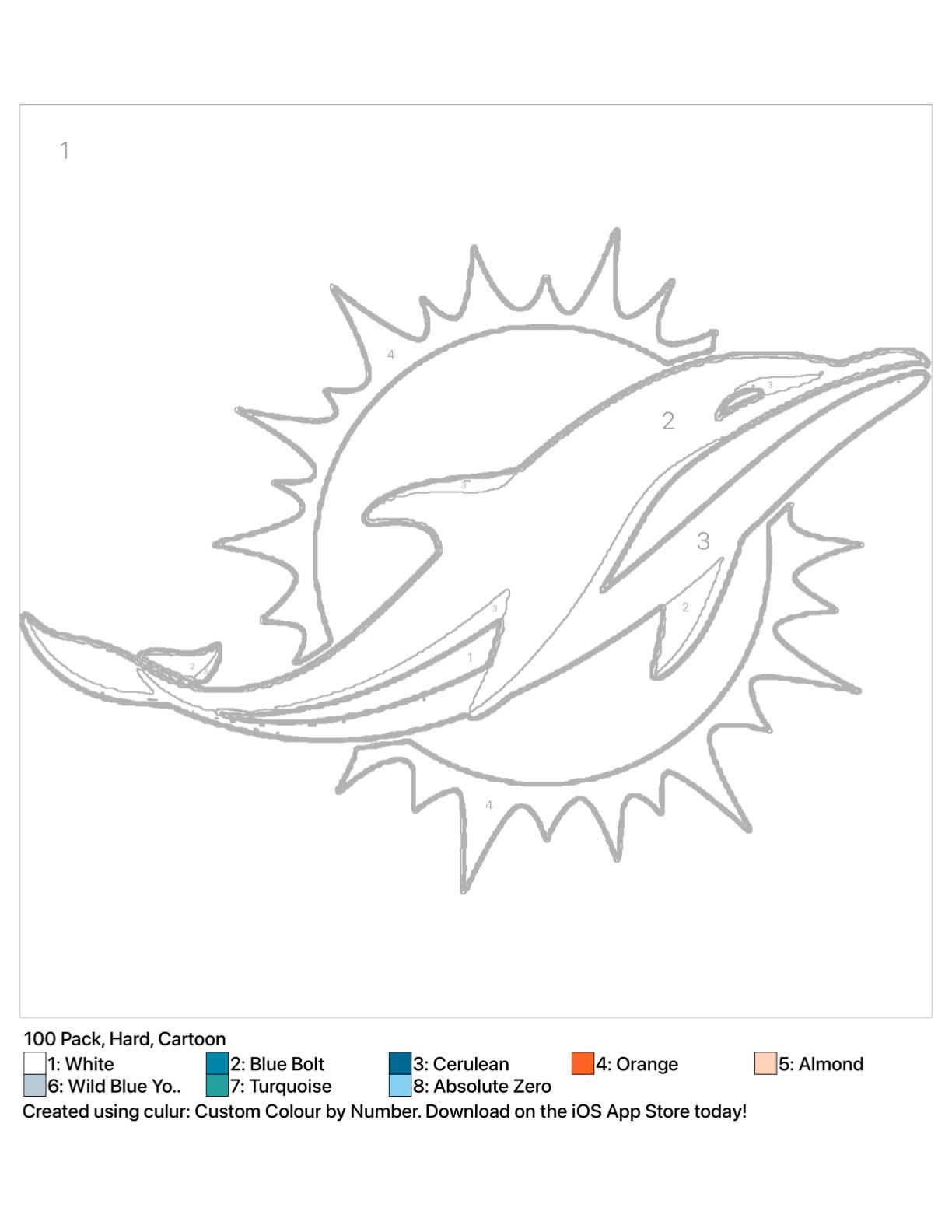 Dolphins logo color by number awesome way for kids to get more into the team or to try new color schemes fins upð rmiamidolphins