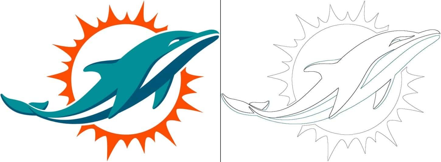 Miami dolphins logo with a sample coloring page