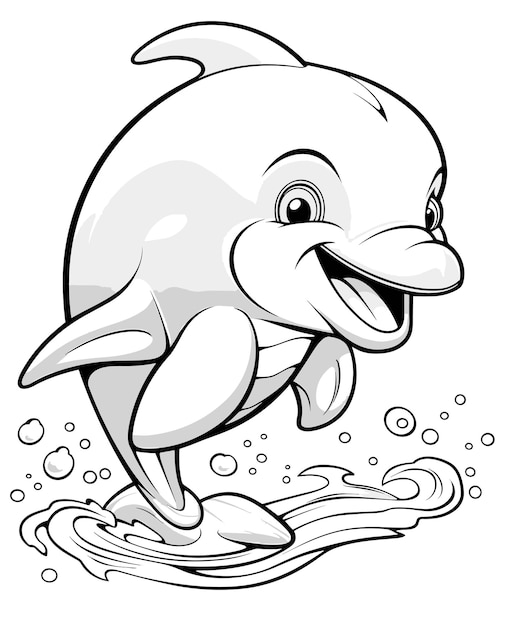 Premium vector dolphin coloring pages for children black and white