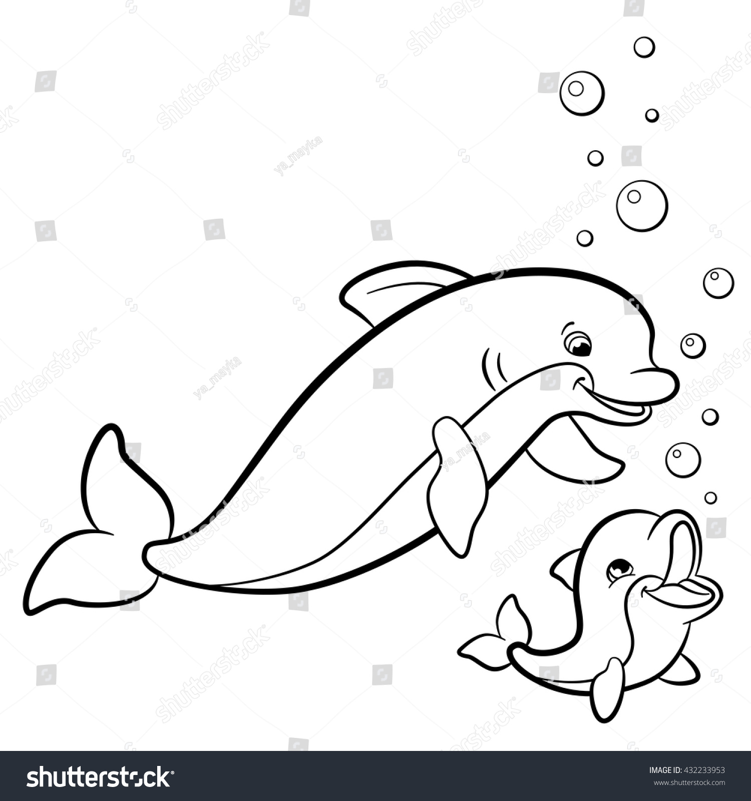 Coloring pages marine wild animals mother stock vector royalty free