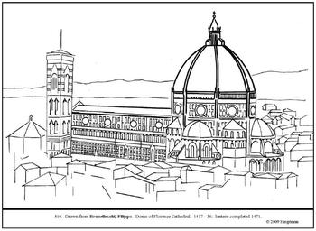 Brunelleschi florence cathedral dome coloring pagelesson ideas