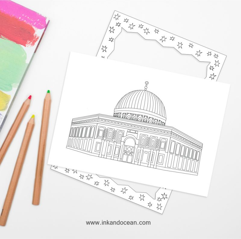 Dome of the rock colouring page