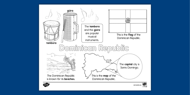 Dominican republic facts coloring sheet teacher made