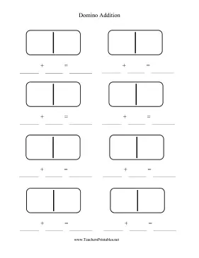 Domino addition worksheet blank