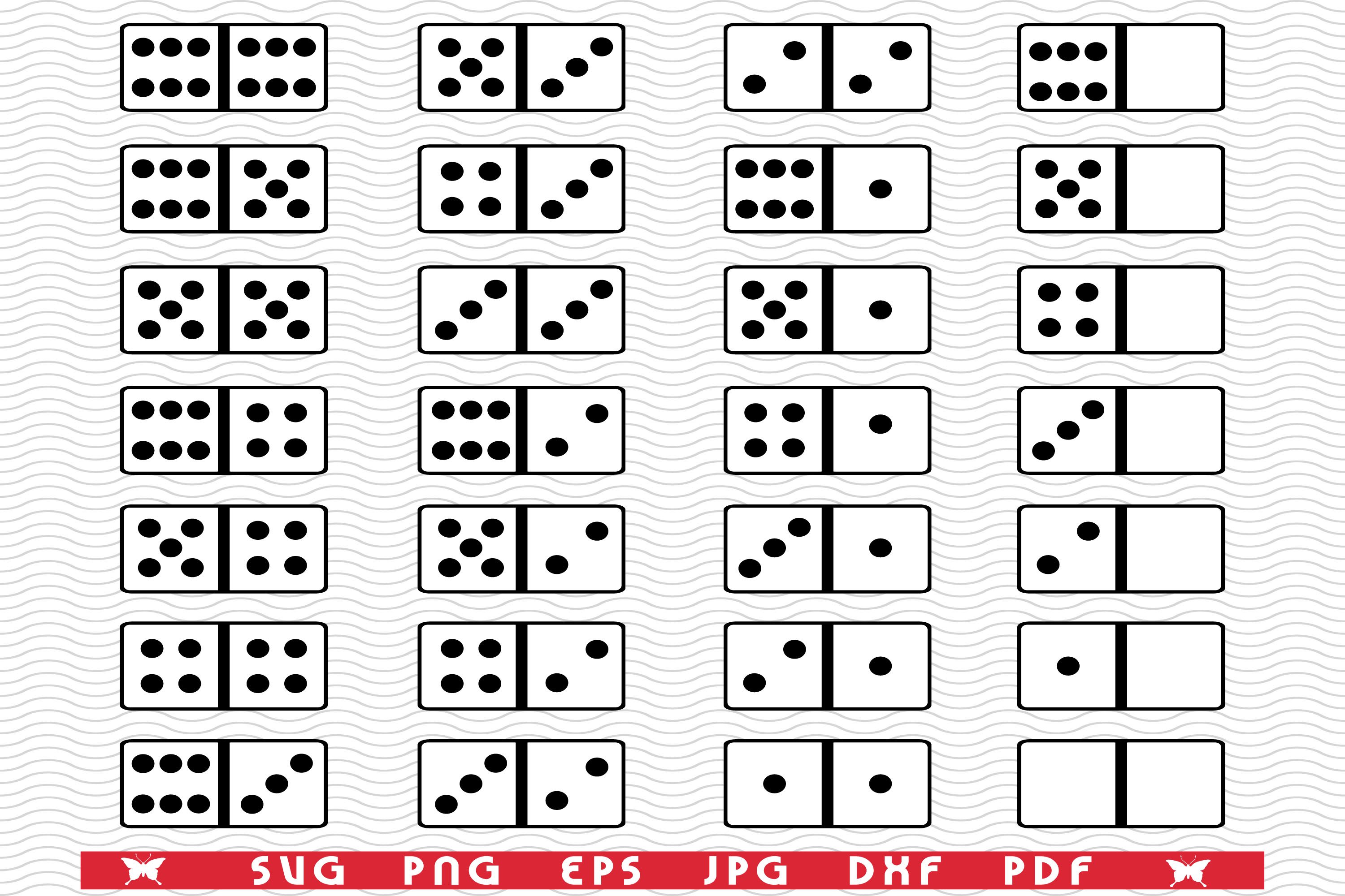 Svg domino pieces symbols silhouette