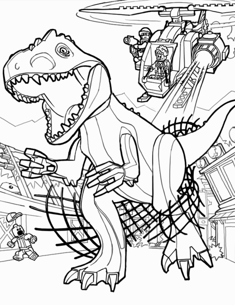 Catching indominus rex coloring page