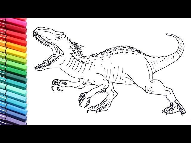 Drawing and coloring indoinus rex fro jurassic world
