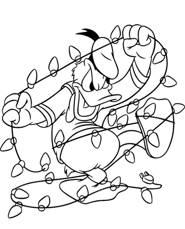 Funny donald duck christmas coloring page