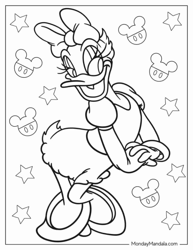 Daisy duck coloring pages free pdf printables