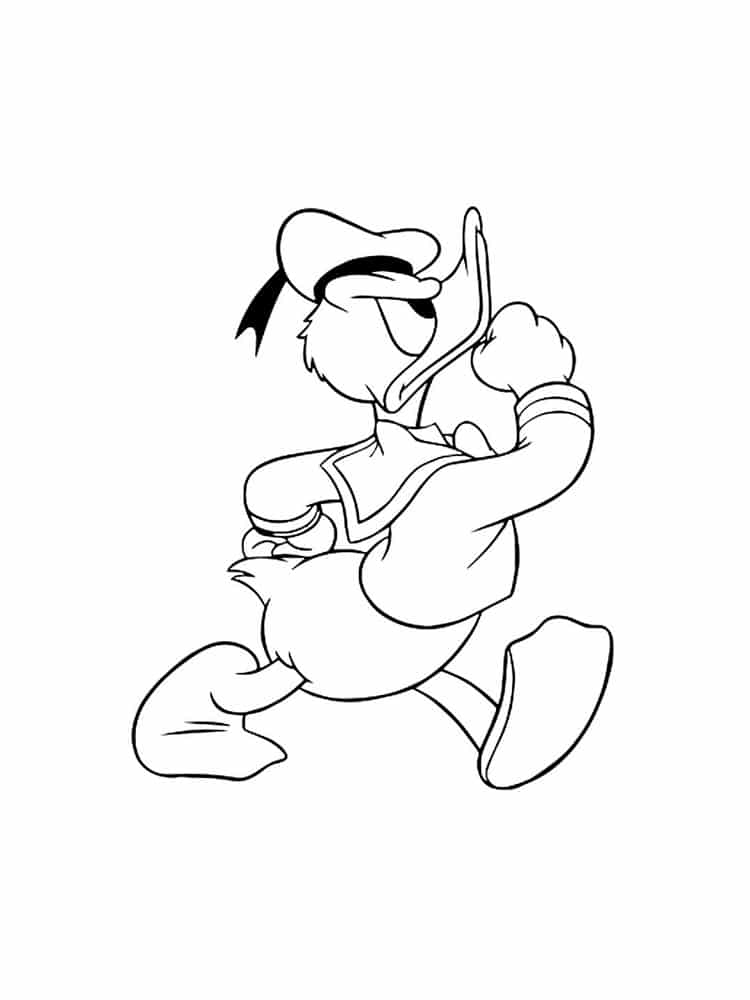 Donald duck with a brooding look coloring page