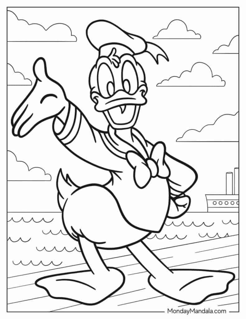 Donald duck coloring pages free pdf printables