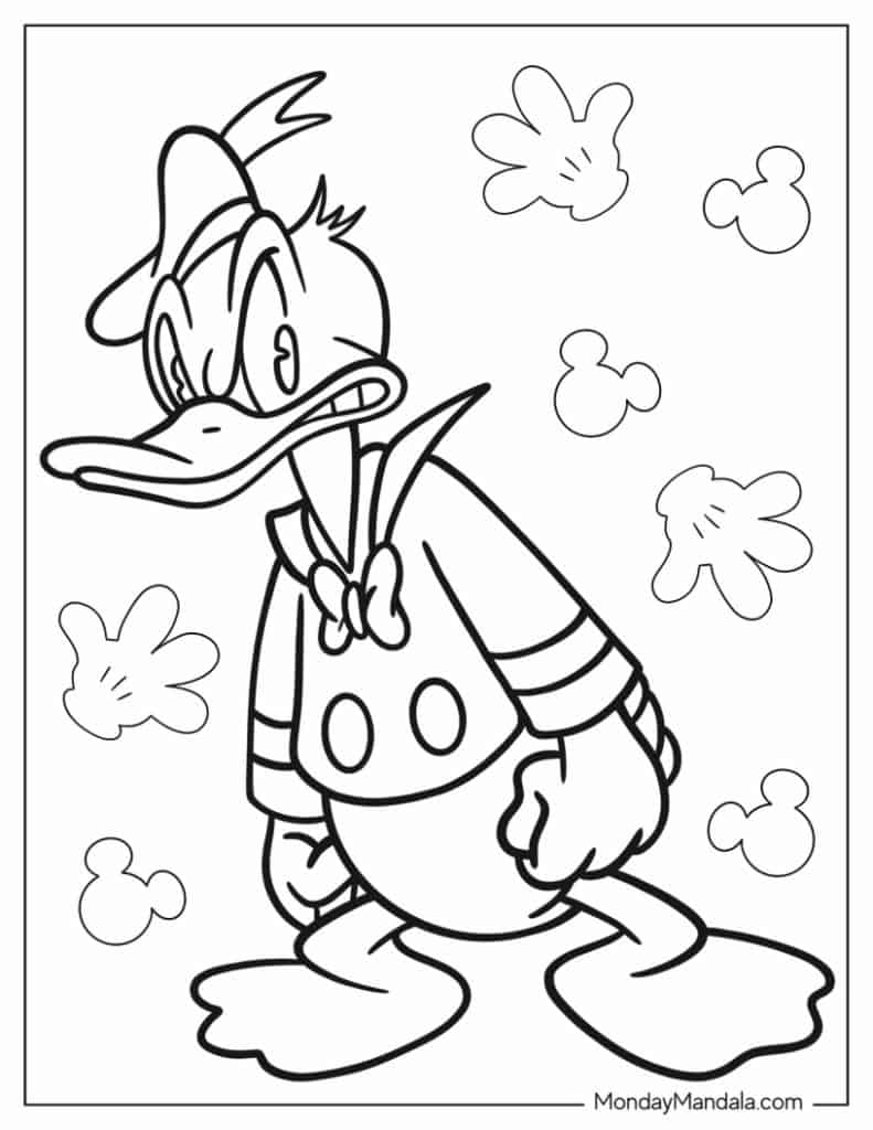 Donald duck coloring pages free pdf printables