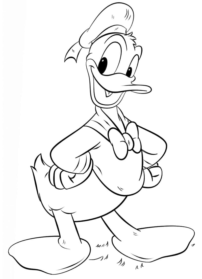 Smiling donald duck coloring page