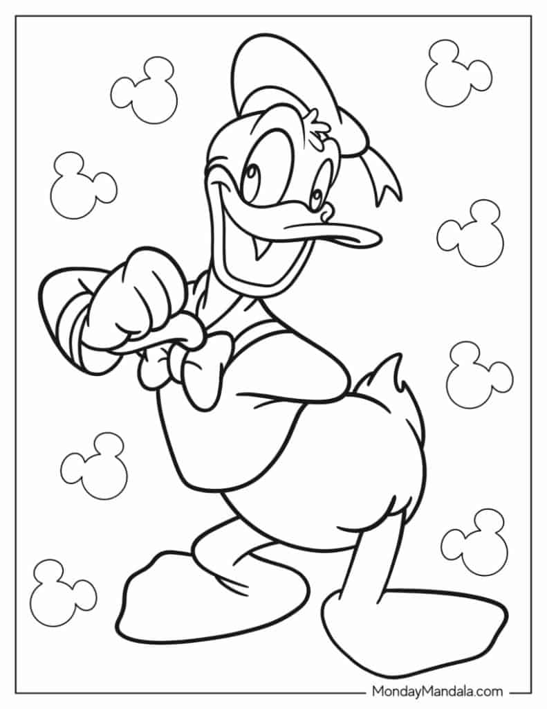 Donald duck coloring pages free pdf printables