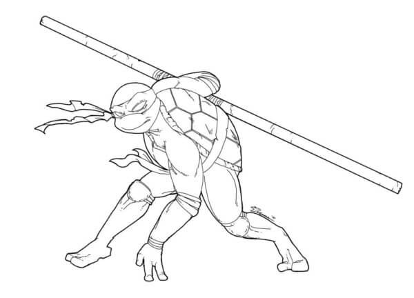 Donatello is ready to attack like theres no tomorrow coloring page