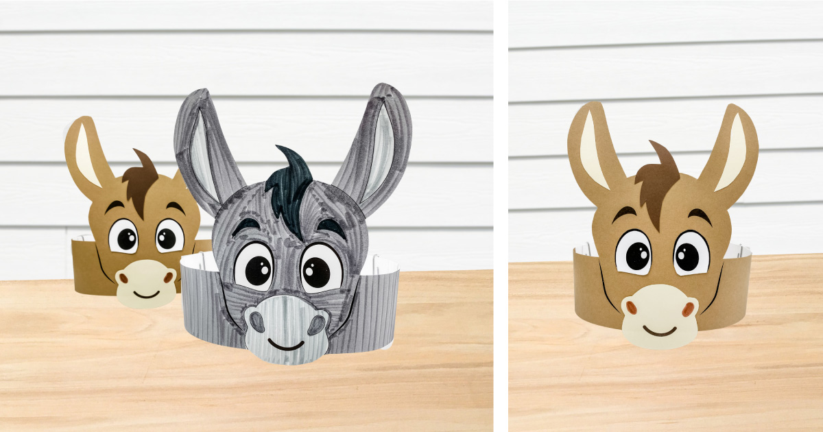 Donkey headband craft for kids free template