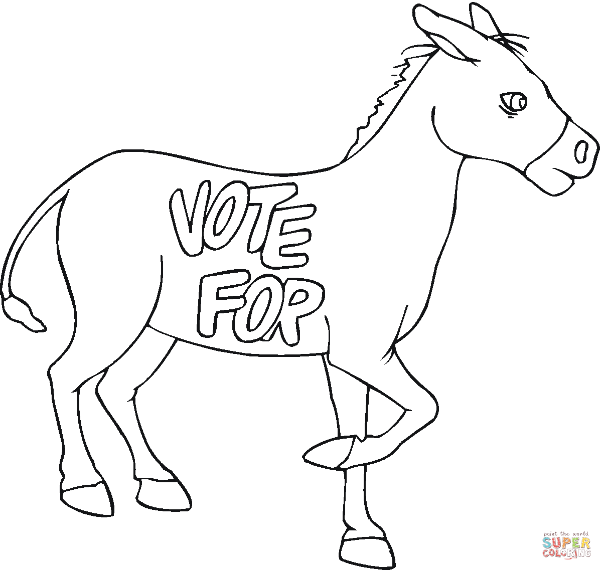 Democratic donkey coloring page free printable coloring pages