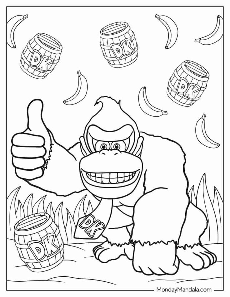 Donkey kong coloring pages free pdf printables coloring pages donkey kong coloring pages for kids