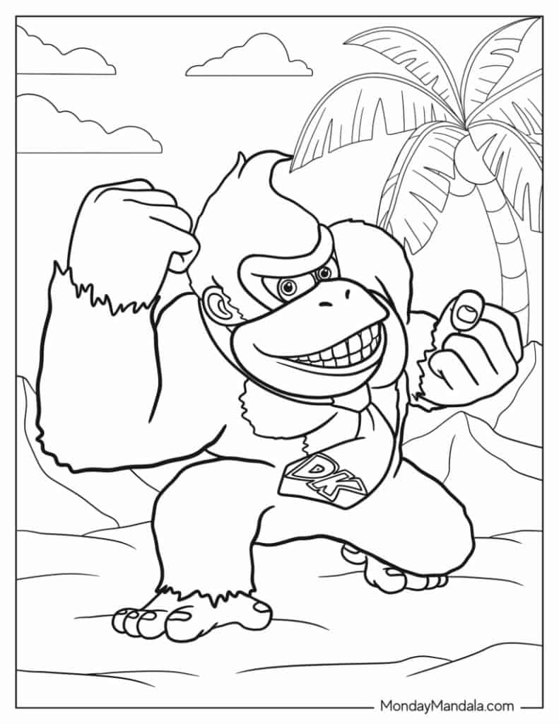 Donkey kong coloring pages free pdf printables