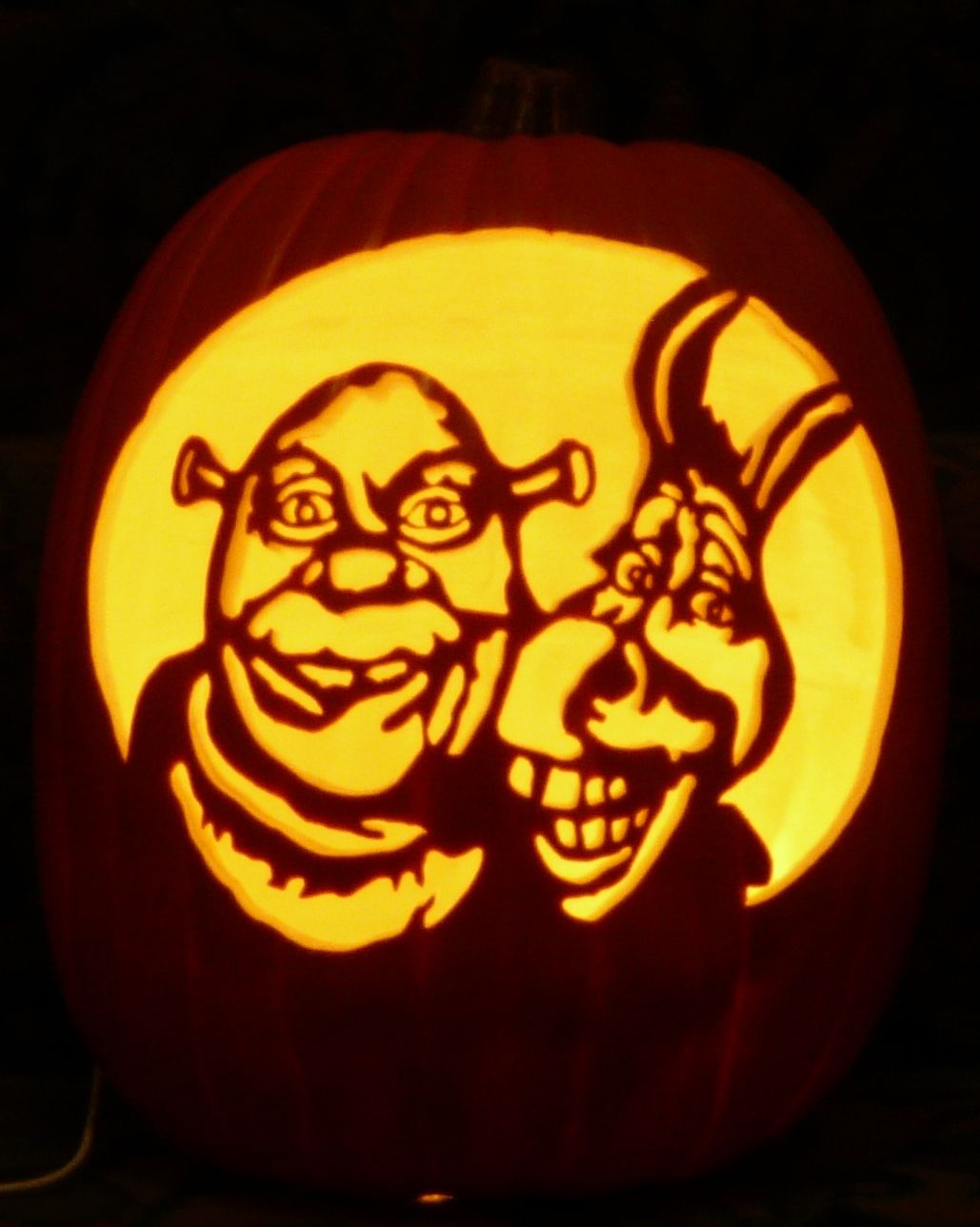 Shrek and donkey pattern by stoneykins i carved on a foam pumpkin pumpkin carving designs pumkin carving pumpkin carving