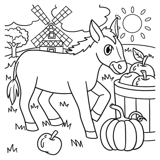 Premium vector donkey coloring page for kids