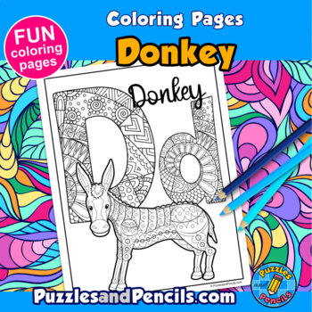 Zentangle donkey coloring page activity mindfulness coloring pages for kids