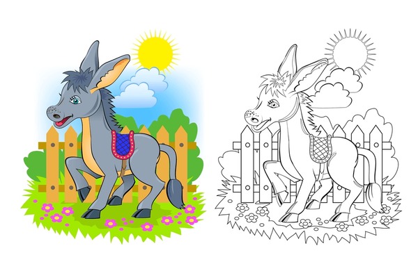 Donkey coloring book royalty