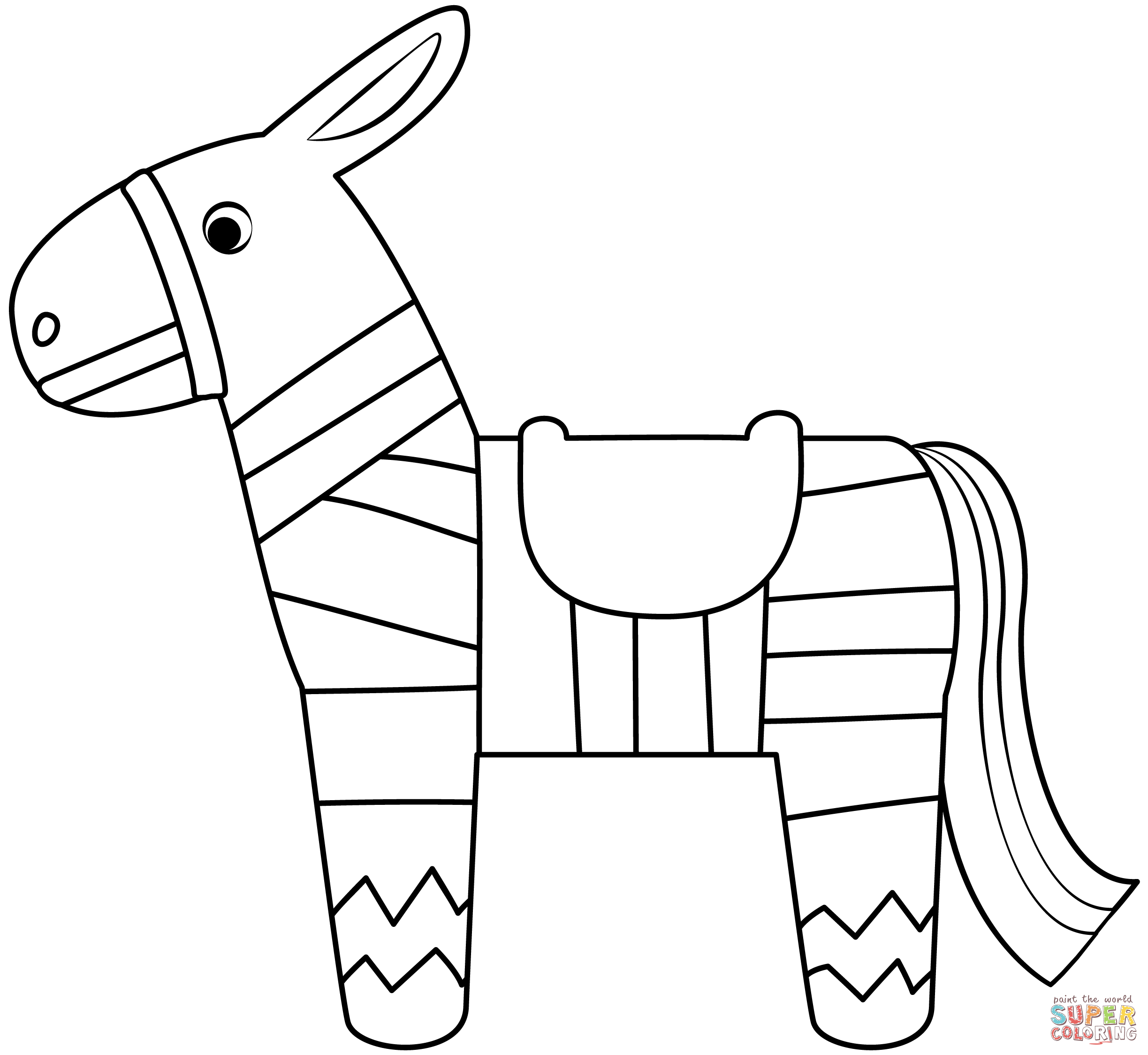 Donkey pinata coloring page free printable coloring pages